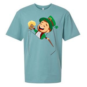 St. Patrick's Day Pocket Leprechaun Beer Sueded Cloud Jersey T-Shirt