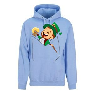 St. Patrick's Day Pocket Leprechaun Beer Unisex Surf Hoodie