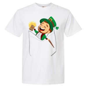 St. Patrick's Day Pocket Leprechaun Beer Garment-Dyed Heavyweight T-Shirt