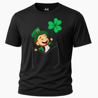 St. Patrick's Day Pocket Leprechaun Clover Performance Shirt