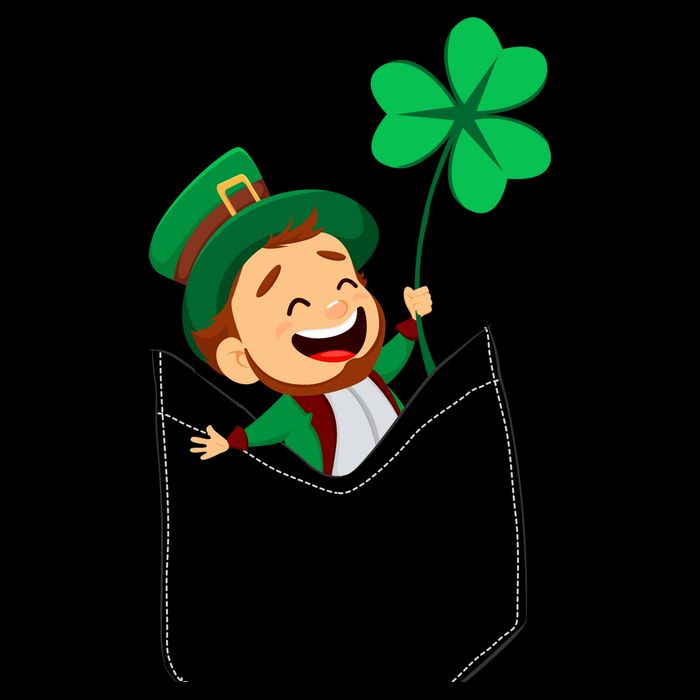 St. Patrick's Day Pocket Leprechaun Clover Long Sleeve Shirt