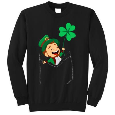 St. Patrick's Day Pocket Leprechaun Clover Sweatshirt