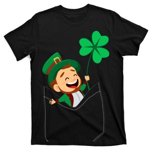 St. Patrick's Day Pocket Leprechaun Clover T-Shirt