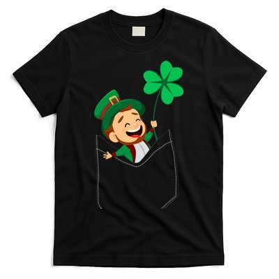 St. Patrick's Day Pocket Leprechaun Clover T-Shirt
