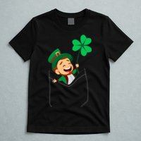 St. Patrick's Day Pocket Leprechaun Clover T-Shirt
