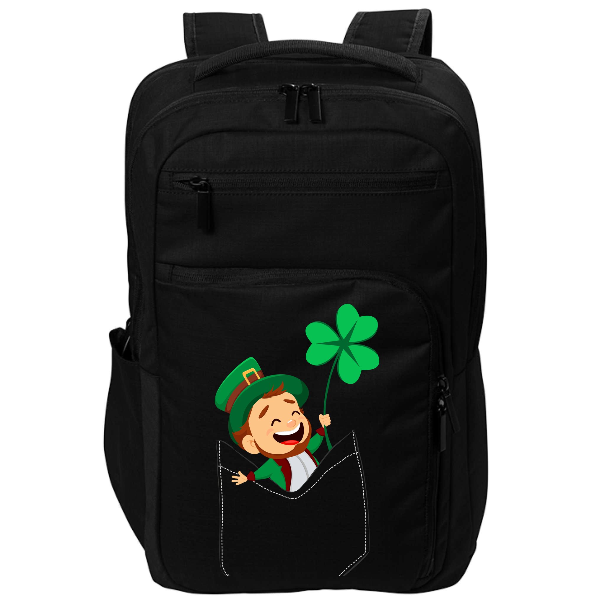 St. Patrick's Day Pocket Leprechaun Clover Impact Tech Backpack