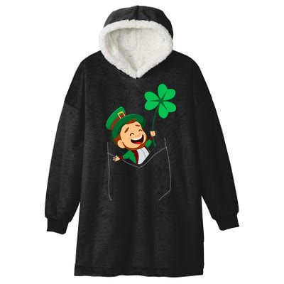 St. Patrick's Day Pocket Leprechaun Clover Hooded Wearable Blanket