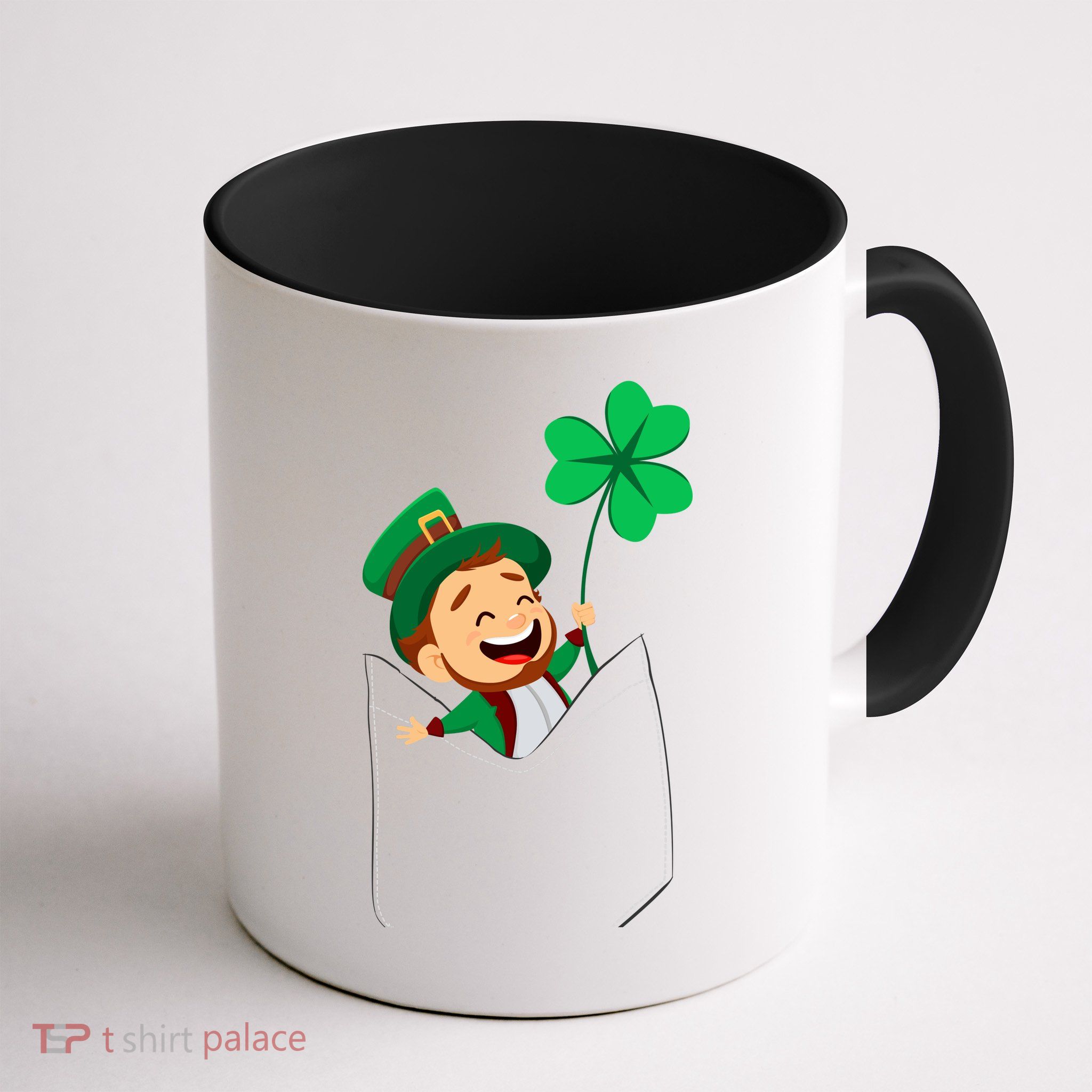 St. Patrick's Day Pocket Leprechaun Clover Mug