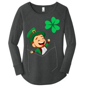 St. Patrick's Day Pocket Leprechaun Clover Women's Perfect Tri Tunic Long Sleeve Shirt