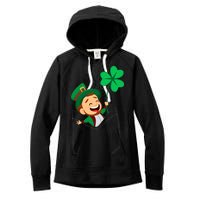 St. Patrick's Day Pocket Leprechaun Clover Women's Fleece Hoodie