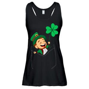 St. Patrick's Day Pocket Leprechaun Clover Ladies Essential Flowy Tank