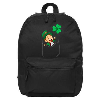 St. Patrick's Day Pocket Leprechaun Clover 16 in Basic Backpack