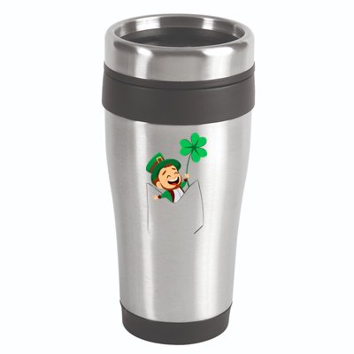 St. Patrick's Day Pocket Leprechaun Clover 16oz Travel Tumbler