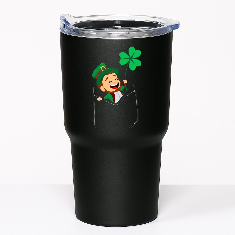 St. Patrick's Day Pocket Leprechaun Clover Tumbler
