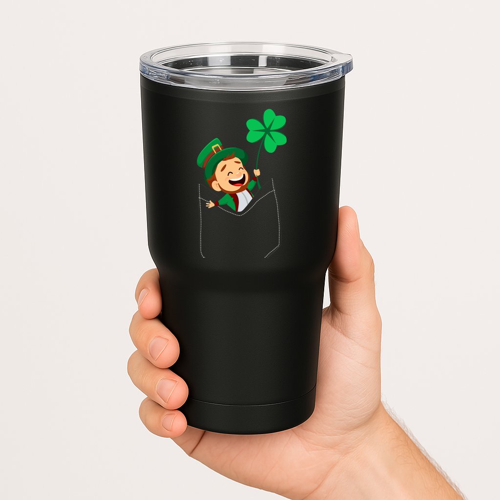 St. Patrick's Day Pocket Leprechaun Clover Tumbler