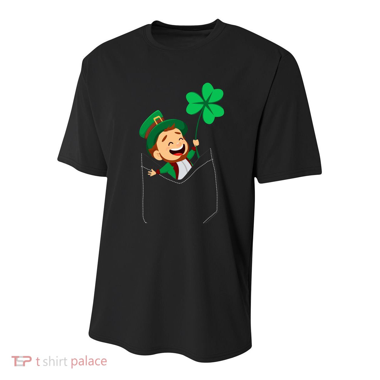 St. Patrick's Day Pocket Leprechaun Clover Youth Performance Sprint T-Shirt