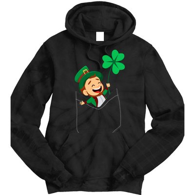 St. Patrick's Day Pocket Leprechaun Clover Tie Dye Hoodie