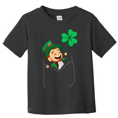 St. Patrick's Day Pocket Leprechaun Clover Toddler T-Shirt