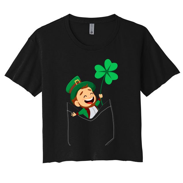 St. Patrick's Day Pocket Leprechaun Clover Crop Top