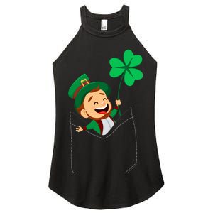 St. Patrick's Day Pocket Leprechaun Clover Women's Perfect Tri Rocker Tank