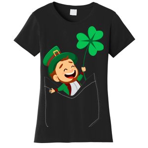 St. Patrick's Day Pocket Leprechaun Clover Women's T-Shirt