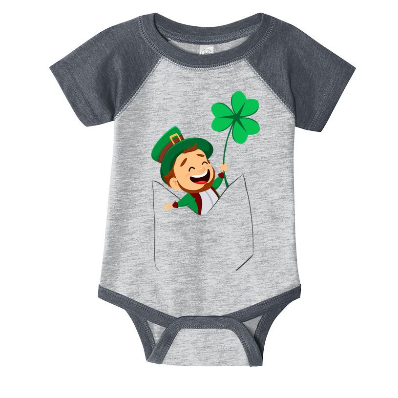 St. Patrick's Day Pocket Leprechaun Clover Infant Baby Jersey Bodysuit