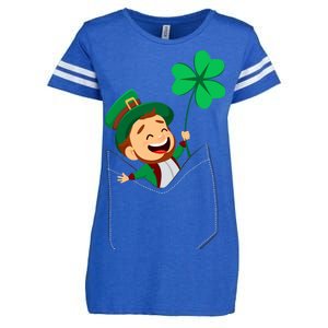 St. Patrick's Day Pocket Leprechaun Clover Enza Ladies Jersey Football T-Shirt