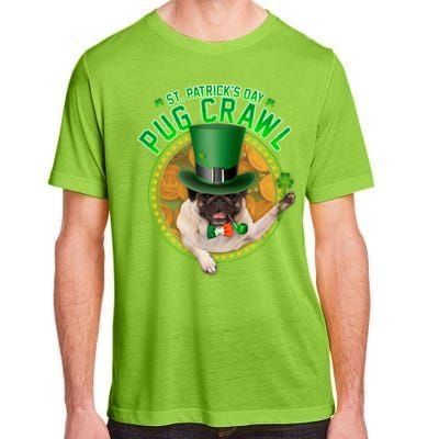 St. Patrick's Day Pug Crawl Funny Irish Pug Adult ChromaSoft Performance T-Shirt