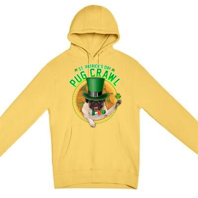 St. Patrick's Day Pug Crawl Funny Irish Pug Premium Pullover Hoodie