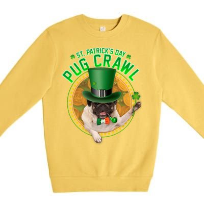 St. Patrick's Day Pug Crawl Funny Irish Pug Premium Crewneck Sweatshirt