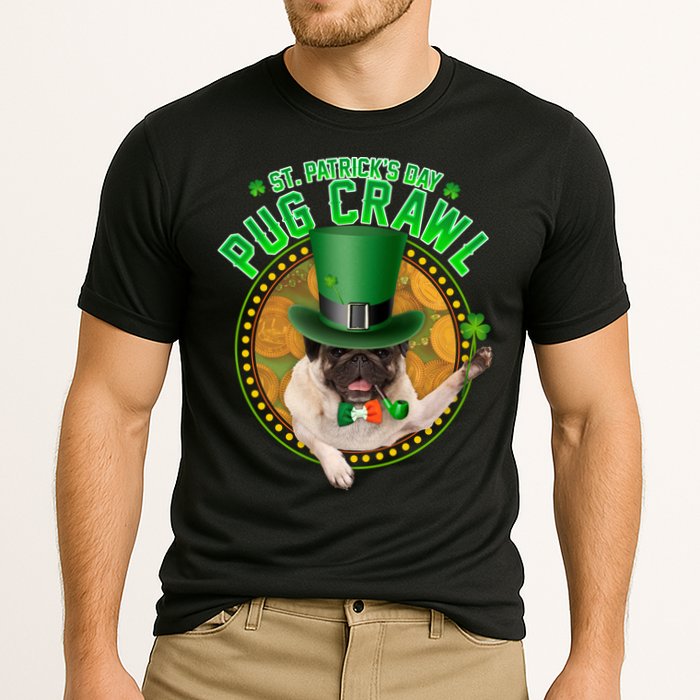 St. Patrick's Day Pug Crawl Funny Irish Pug Cooling Performance Crew T-Shirt