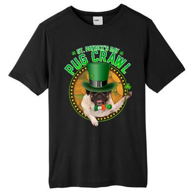 St. Patrick's Day Pug Crawl Funny Irish Pug Tall Fusion ChromaSoft Performance T-Shirt