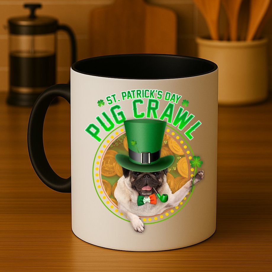 St. Patrick's Day Pug Crawl Funny Irish Pug Mug