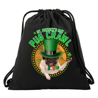 St. Patrick's Day Pug Crawl Funny Irish Pug Drawstring Bag