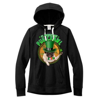 St. Patrick's Day Pug Crawl Funny Irish Pug Women's Fleece Hoodie