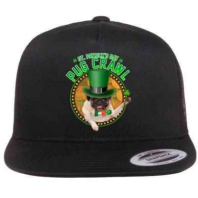 St. Patrick's Day Pug Crawl Funny Irish Pug Flatbill Hat