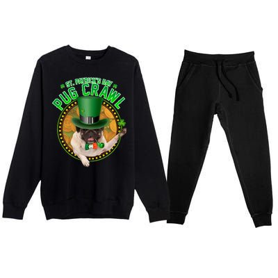 St. Patrick's Day Pug Crawl Funny Irish Pug Premium Crewneck Sweatsuit Set