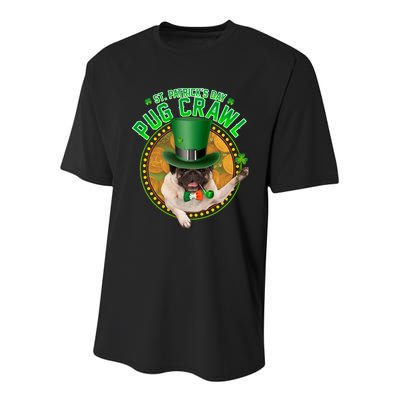 St. Patrick's Day Pug Crawl Funny Irish Pug Youth Performance Sprint T-Shirt
