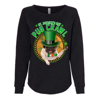 St. Patrick's Day Pug Crawl Funny Irish Pug Womens California Wash Sweatshirt