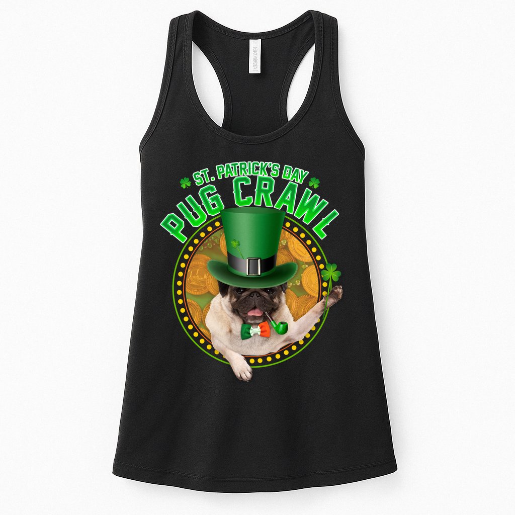 St. Patrick's Day Pug Crawl Funny Irish Pug Womens Tank Top