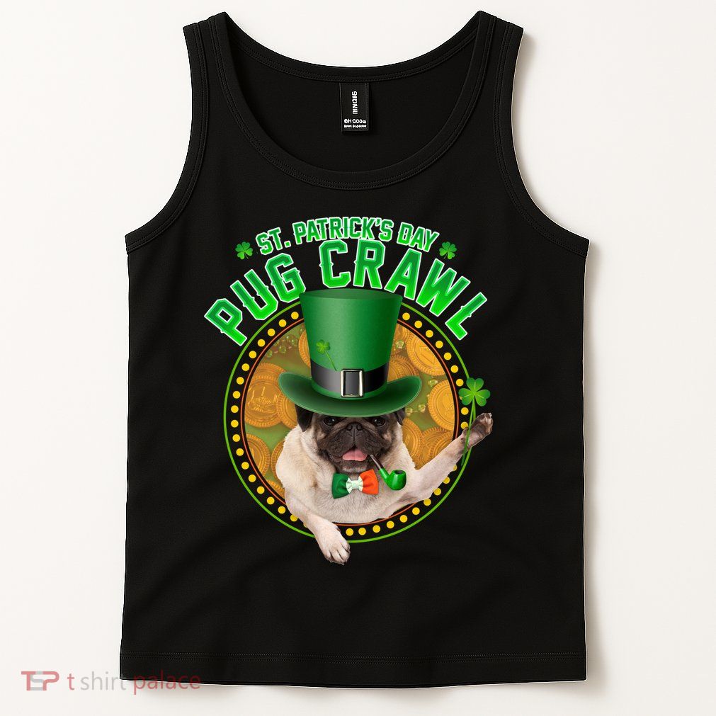 St. Patrick's Day Pug Crawl Funny Irish Pug Tank Top