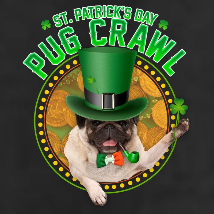 St. Patrick's Day Pug Crawl Funny Irish Pug Golf Towel