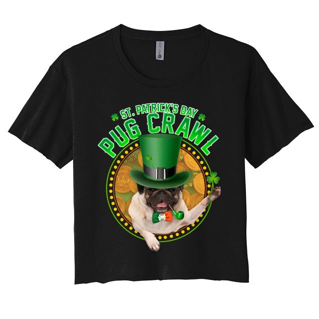 St. Patrick's Day Pug Crawl Funny Irish Pug Crop Top