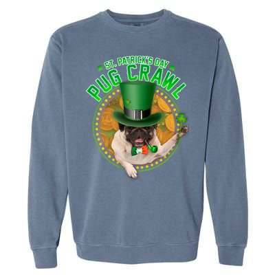 St. Patrick's Day Pug Crawl Funny Irish Pug Garment-Dyed Sweatshirt