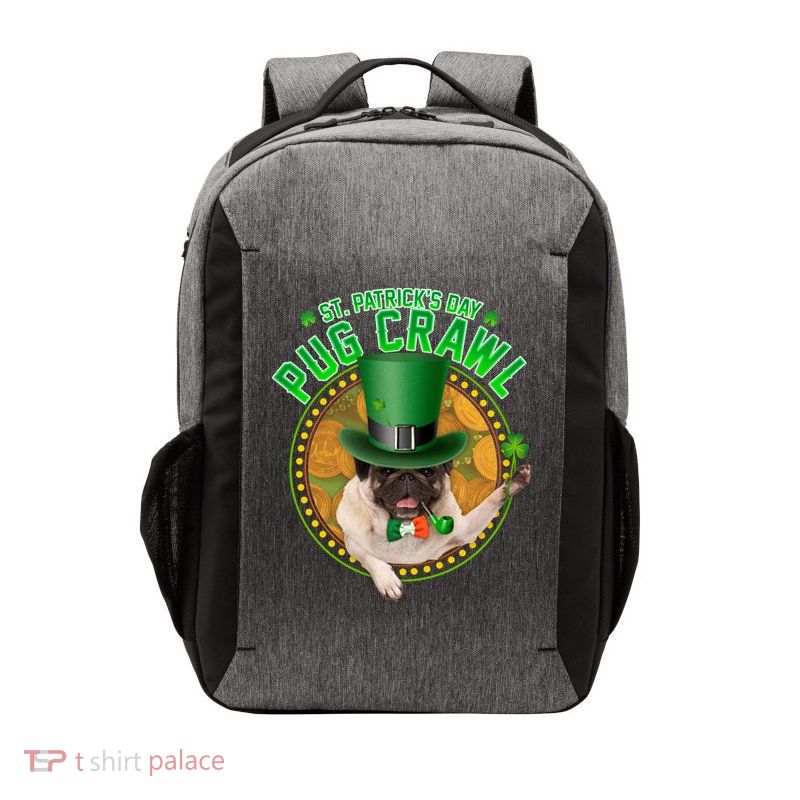 St. Patrick's Day Pug Crawl Funny Irish Pug Vector Backpack