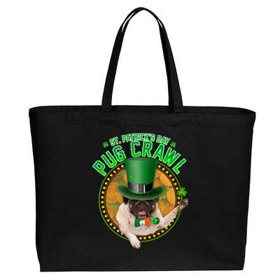 St. Patrick's Day Pug Crawl Funny Irish Pug Cotton Canvas Jumbo Tote