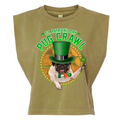 St. Patrick's Day Pug Crawl Funny Irish Pug Garment-Dyed Women's Muscle Tee