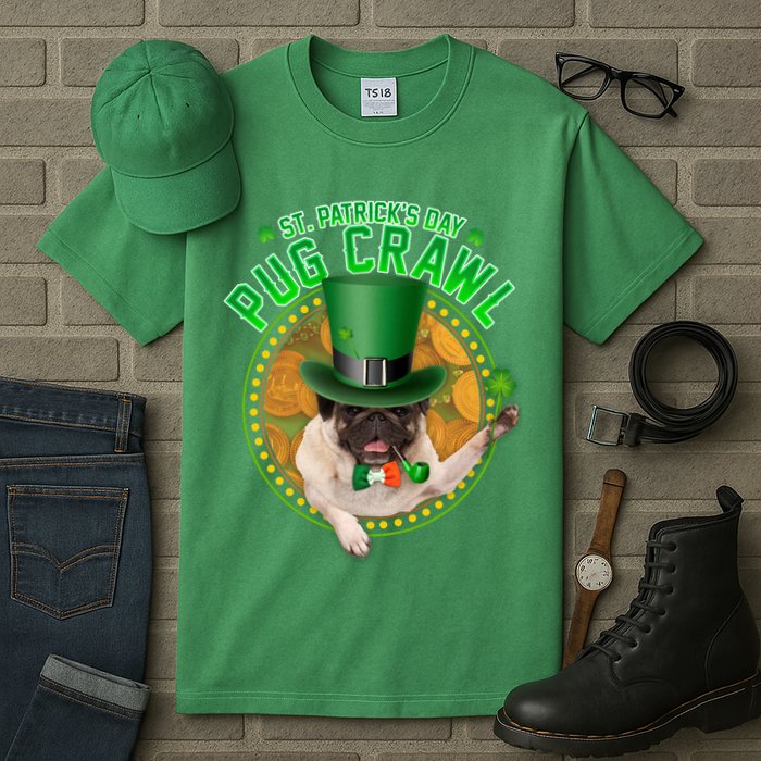St. Patrick's Day Pug Crawl Funny Irish Pug Tall T-Shirt