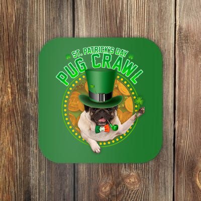 St. Patrick's Day Pug Crawl Funny Irish Pug Coaster