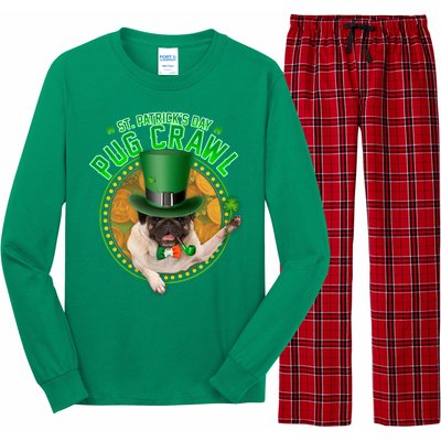 St. Patrick's Day Pug Crawl Funny Irish Pug Long Sleeve Pajama Set